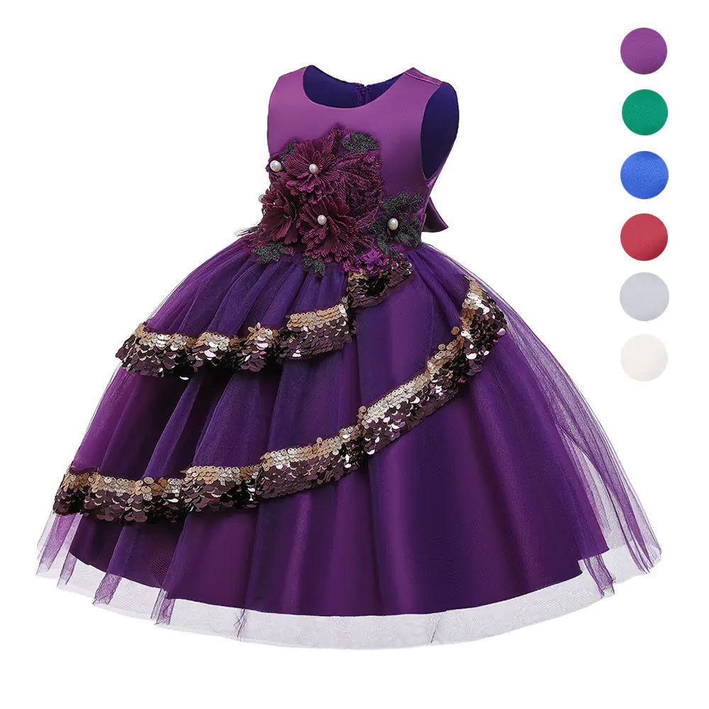 Children's Princess Dress with Sequins and Embroidery