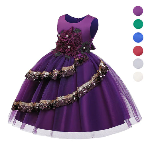 Children's Princess Dress with Sequins and Embroidery