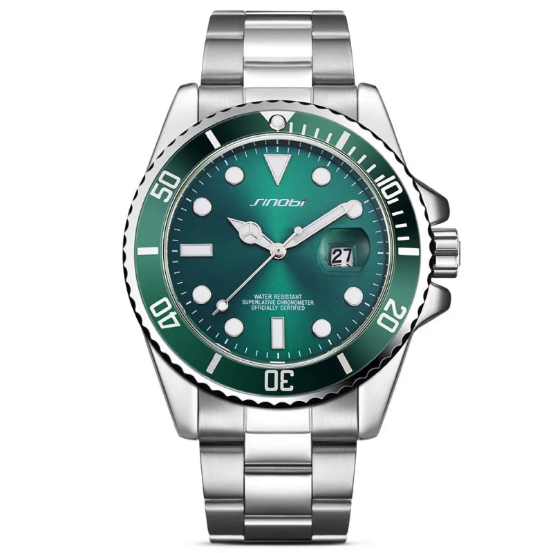 Herrenuhr – Luxuriöser Quarz mit Stahlband und leuchtendem Display