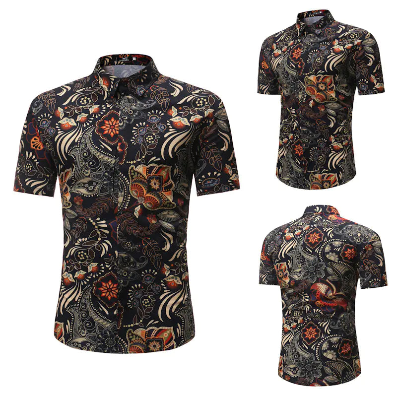 Floral Short-Sleeved Casual Shirt