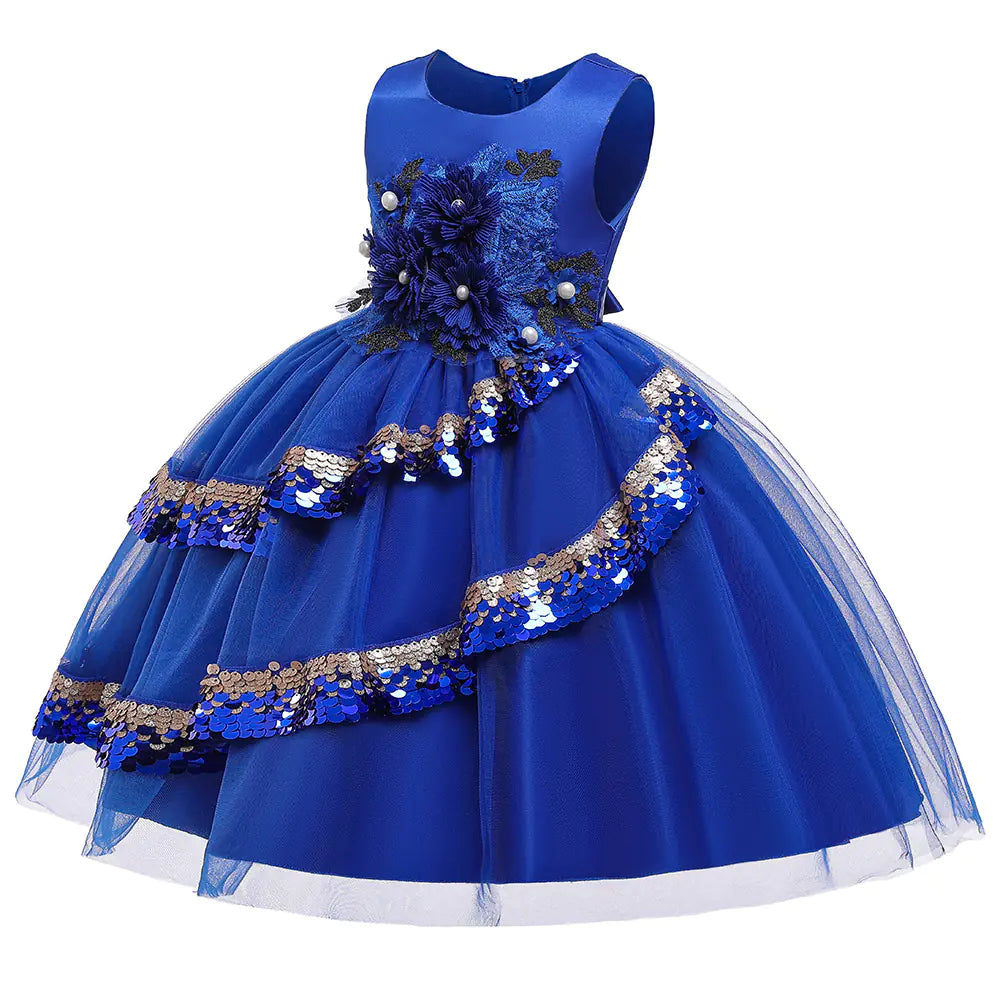 Children's Princess Dress with Sequins and Embroidery