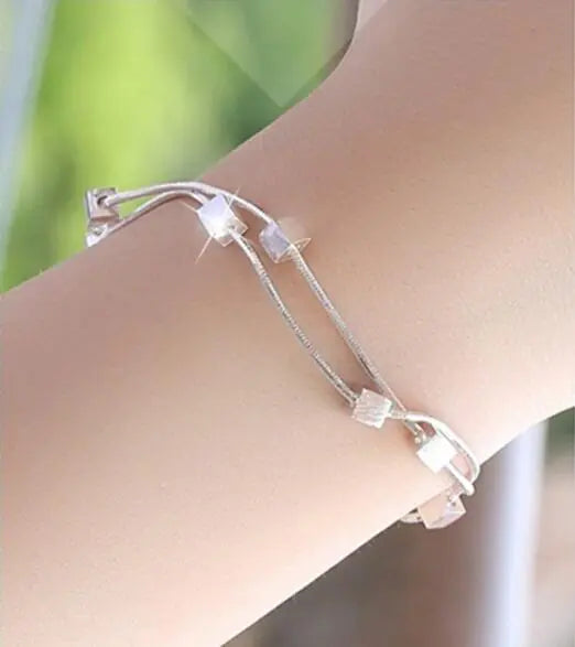 Adjustable 925 Sterling Silver Double Chain Bracelet
