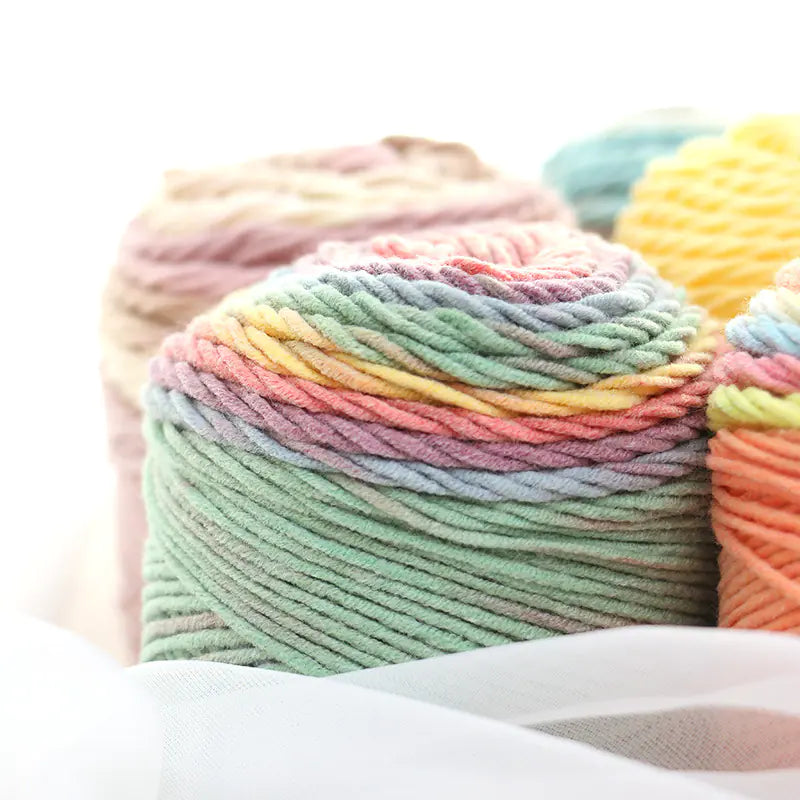 Rainbow Cotton Knitting Wool - 5 Strands for DIY Projects