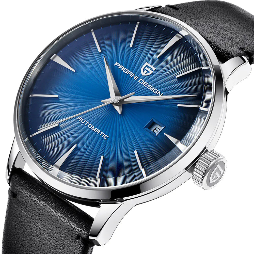 PAGANI DESIGN Herren-Automatikuhr aus echtem Leder