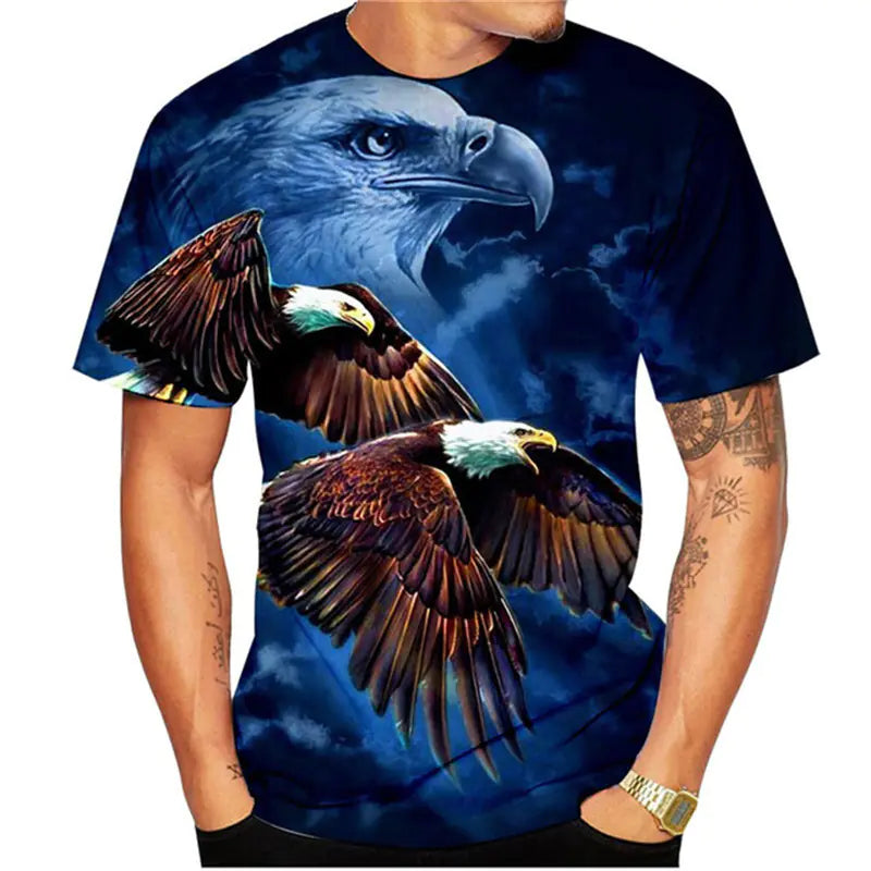 Men's Casual Summer Eagle 3D Printed T-Shirt