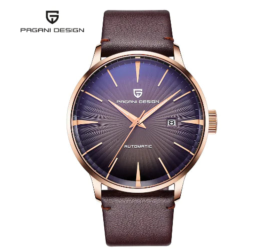 PAGANI DESIGN Herren-Automatikuhr aus echtem Leder