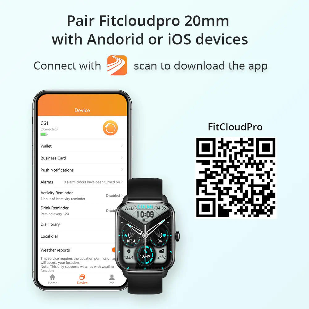 COLMI C61 Smart Watch with Heart Rate and Music Features for men and women