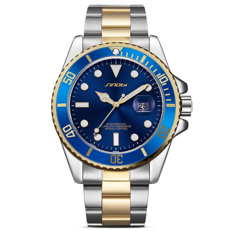 Herrenuhr – Luxuriöser Quarz mit Stahlband und leuchtendem Display