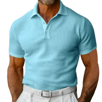 Men's European & American Style Cotton Polo Shirt – Slim Fit, Short Sleeve, Jacquard