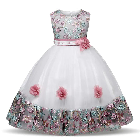 Embroidered Lace Princess Dress for Girls with Flowers sizes 100cm to 140cm