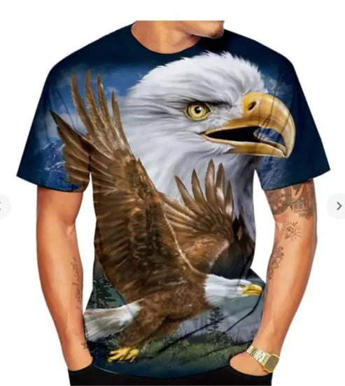 Men's Casual Summer Eagle 3D Printed T-Shirt