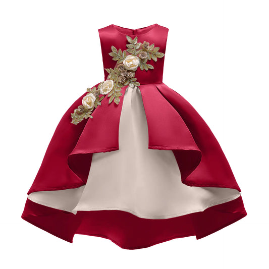 Embroidered Girls' Princess Vest Skirt Dress