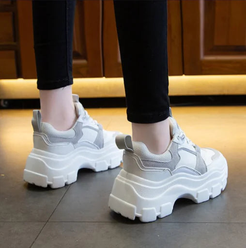 Lace-Up Round Toe Women's Mesh Platform Shoes