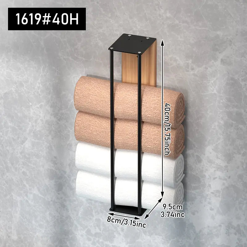 Wall-Mounted Wood & Metal Towel Rack