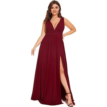Deep V-neck Sleeveless Swing Dress