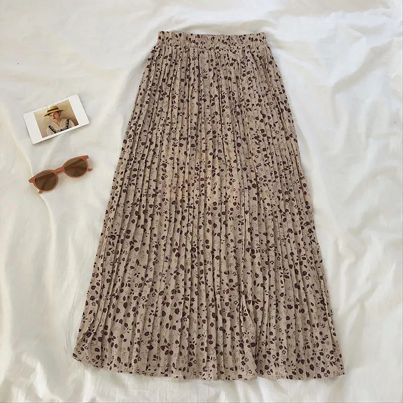 Floral Embossed High Waist Slim A-line Skirt