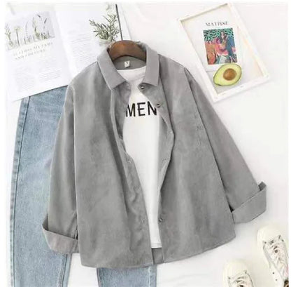 Solid Color White Button-Up Shirt for Women