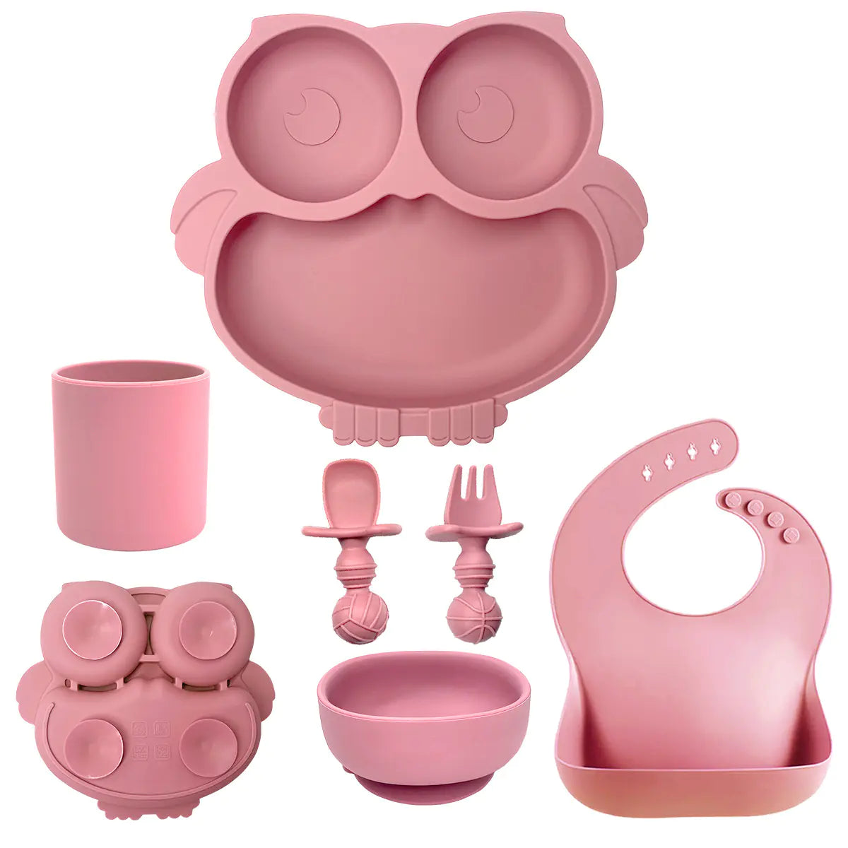 Silicone Baby Tableware Set with Suction Bowl and Owl