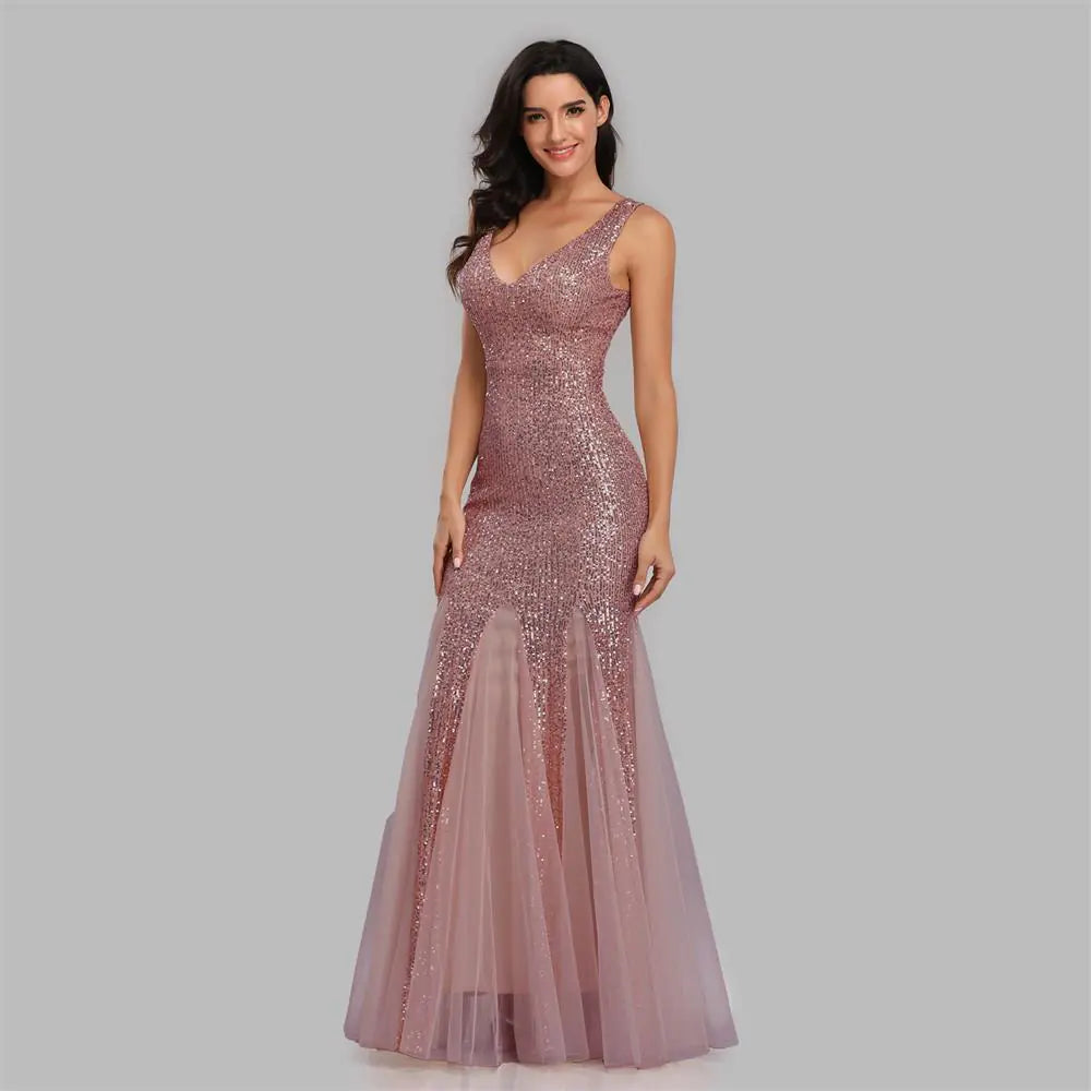 2024 Sequin Mesh Plus Size Mermaid Evening Dress