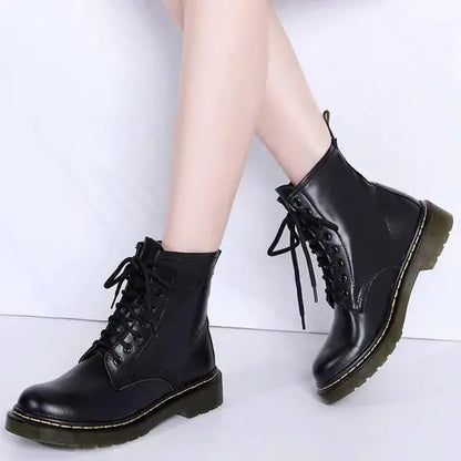 Women's British Style Chunky Heel Martin Boots