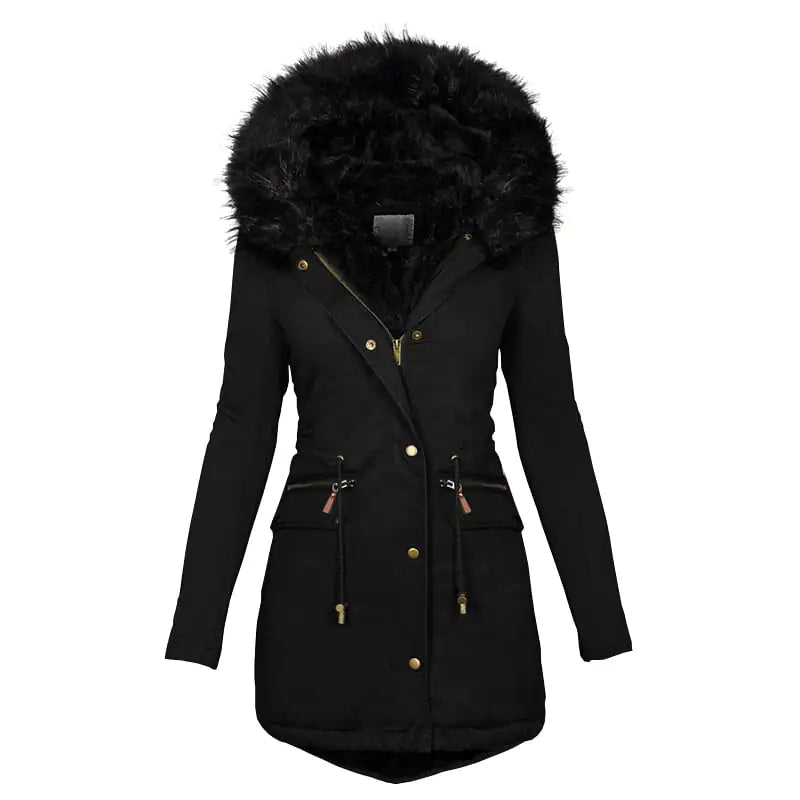 Warme Damesjas met Capuchon & Bontkraag – Stijlvol & Comfortabel