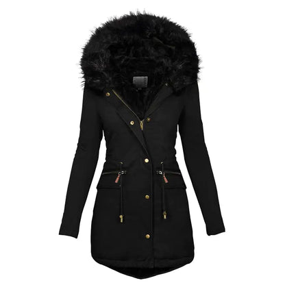 Warme Damesjas met Capuchon & Bontkraag – Stijlvol & Comfortabel