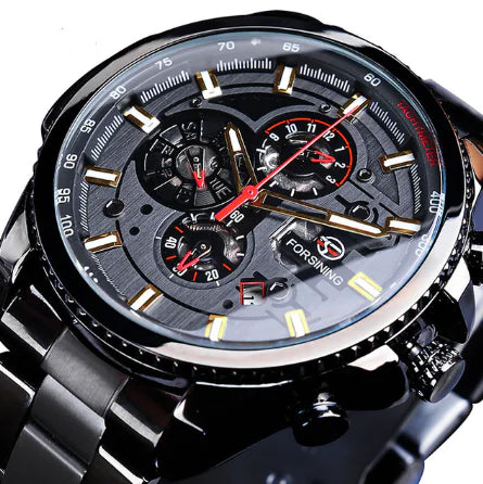 Men's Automatic Mechanical Watch with Steel Band