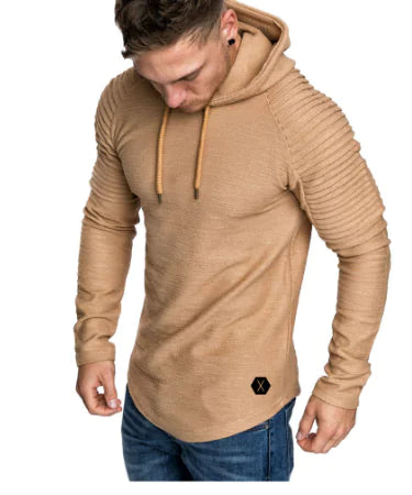 Men's Large Slim Fit Hooded Long Sleeve T-Shirt