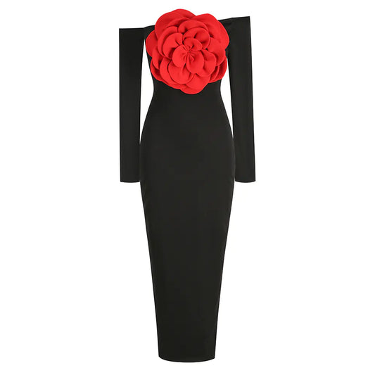 Slim Fit Backless Floral Split Dress