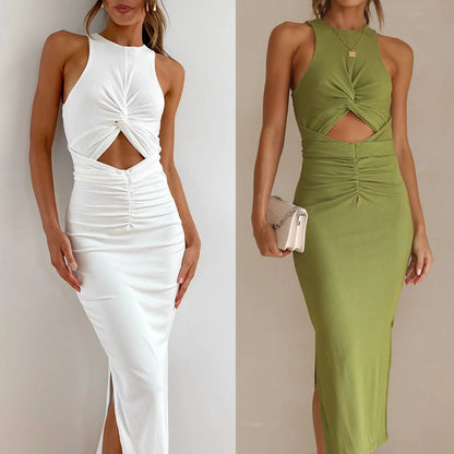 Chic Slit Sleeveless Slim Fit Dress