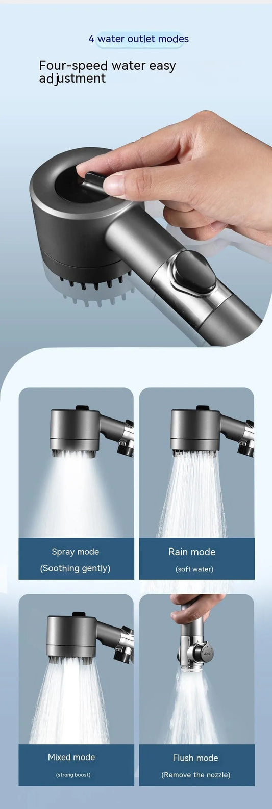 3-Gear Adjustable High-Pressure Shower Head