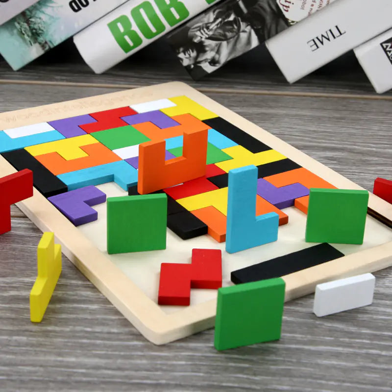 3D Colorful Wooden Tangram Puzzle Educational Toy - FkriTigrinya