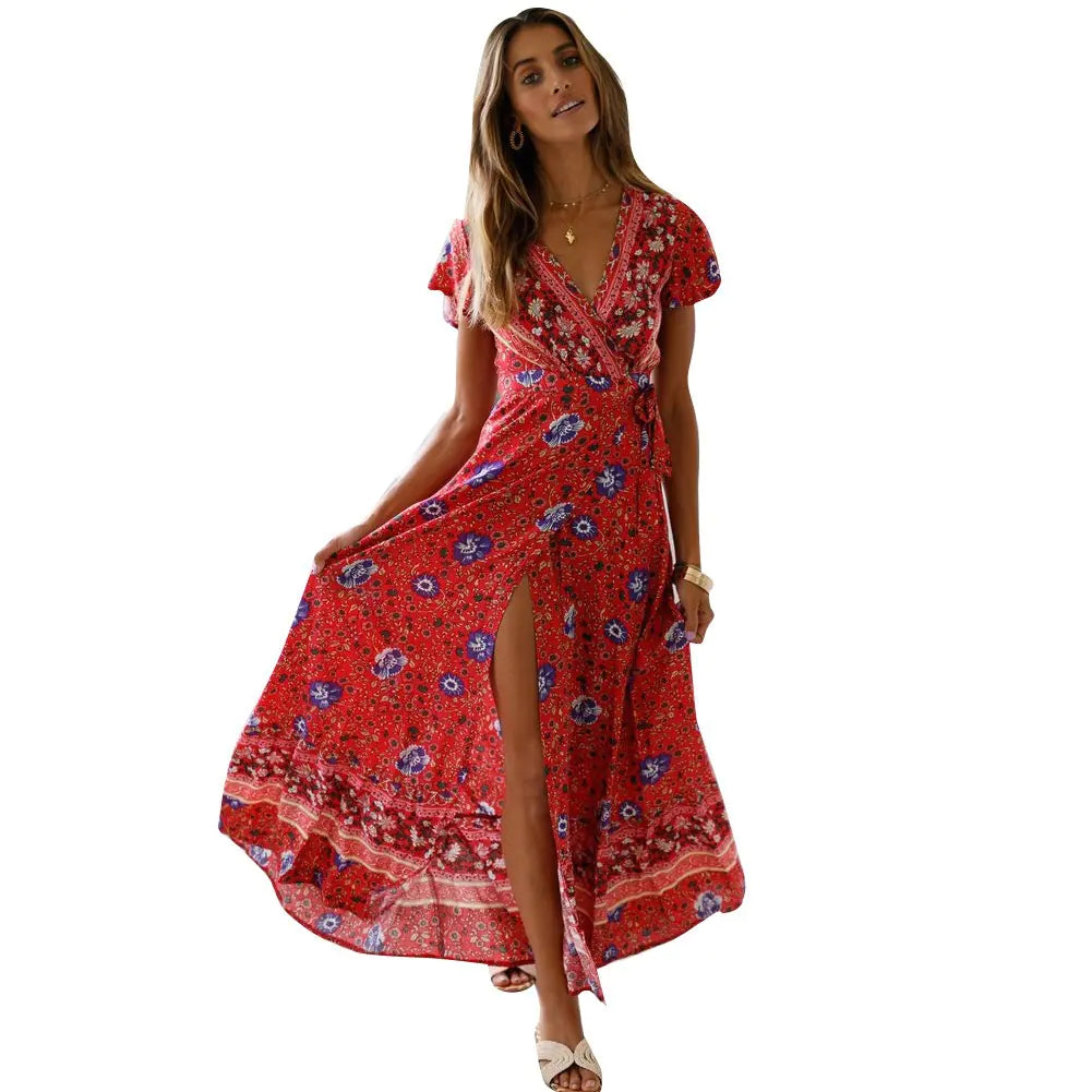 Printed Long Dress - Sexy Floral Maxi Dress S to XXXL