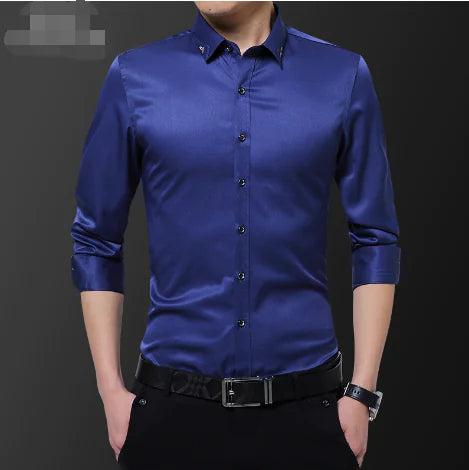 Men's Slim Fit Wrinkle-Resistant Long Sleeve Shirt