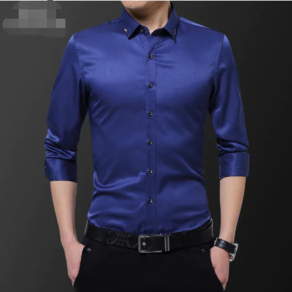 Men's Slim Fit Wrinkle-Resistant Long Sleeve Shirt
