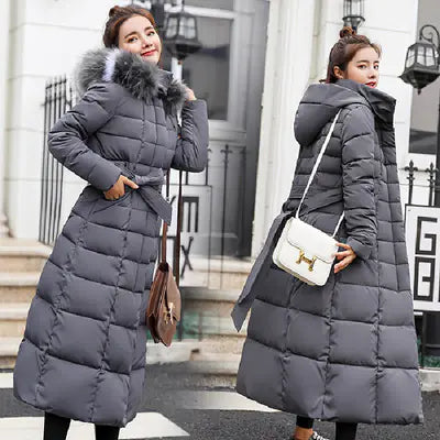 Women's Long-Length Down Cotton Coat – Slim Fit & Stylish – Gratis Wereldwijde Verzending