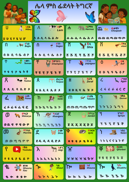 Matte Paper Poster voor kinderen om Tigrinya letters te leren - FkriTigrinya