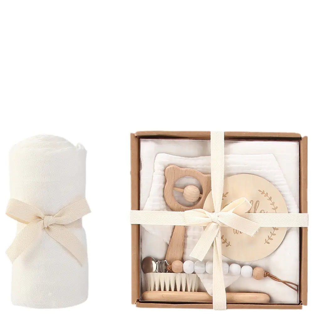 Newborn Gift Set: Bath Towel, Pacifier & Toys - FkriTigrinya