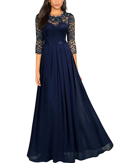 Chiffon Lace Long Dress for Bridesmaids and Events