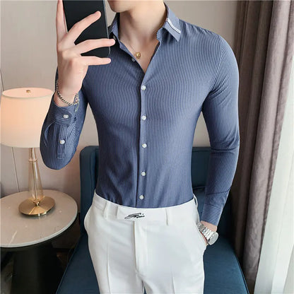 2022 Men's Stylish Slim Fit Checkered Dress Shirt  sizes ranging from M to 4XL