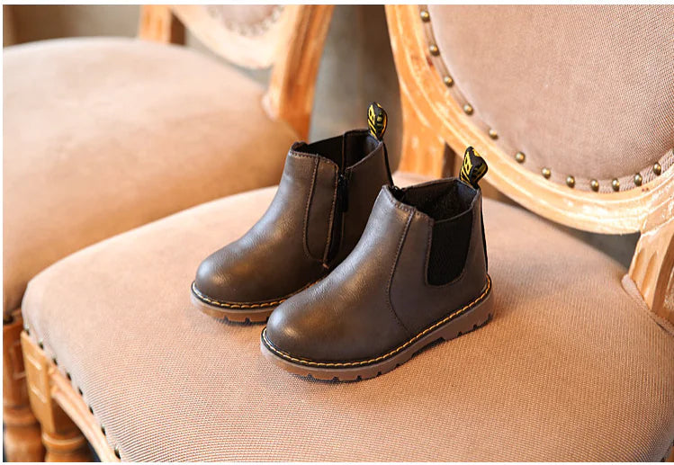 Children's Leather Short Boots for Boys and Girls sizes ranging from 21 to 36,