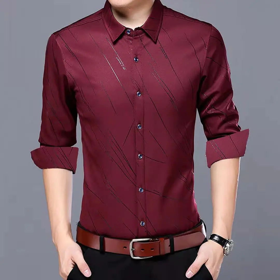 Men's Slim Fit Long Sleeve Floral Print Shirt