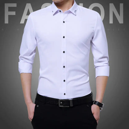 Men's Slim Fit Wrinkle-Resistant Long Sleeve Shirt