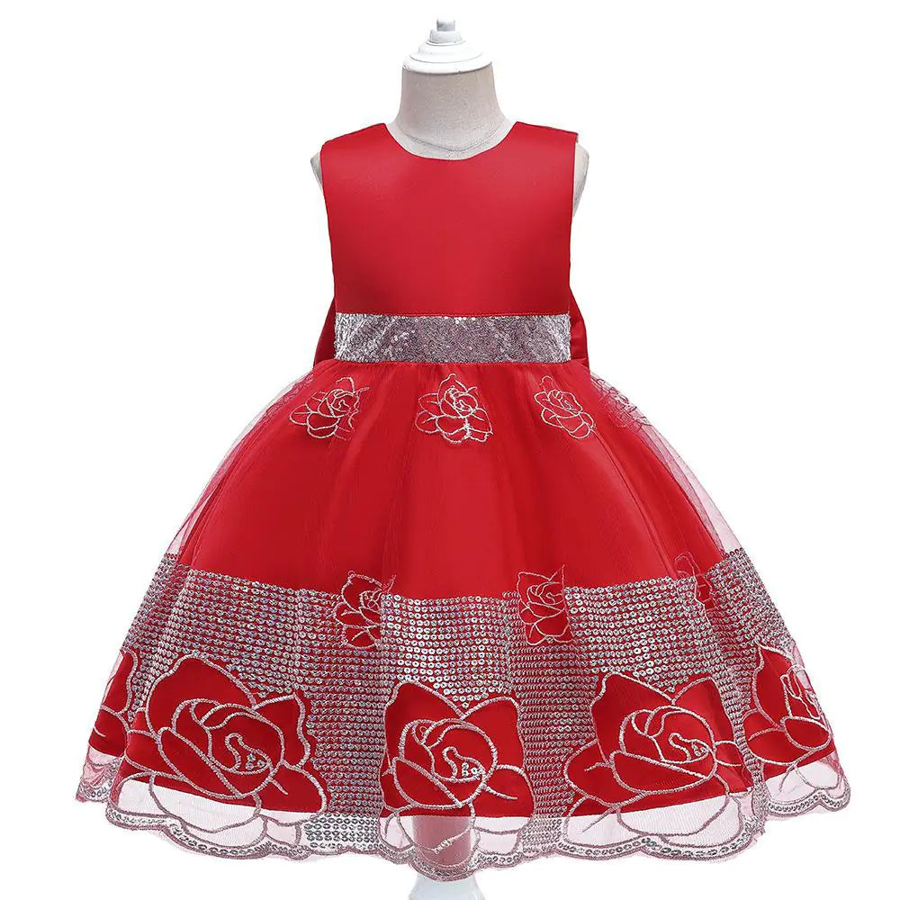 2023 New Embroidered Mesh Princess Dress for Girls