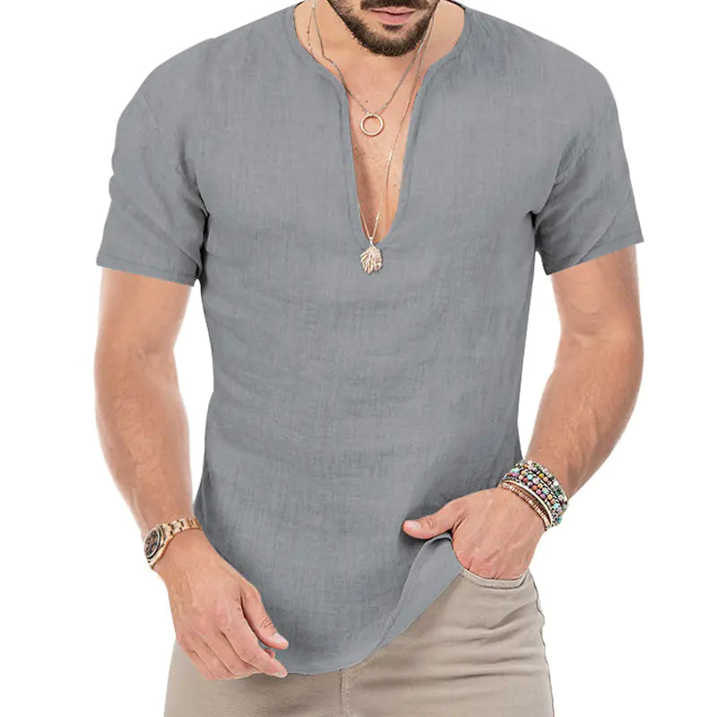 Men's Plus Size V-Neck Casual Slim Fit T-Shirt