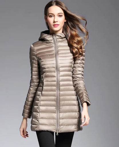 2017 Women's Korean Style Lightweight Long Down Jacket