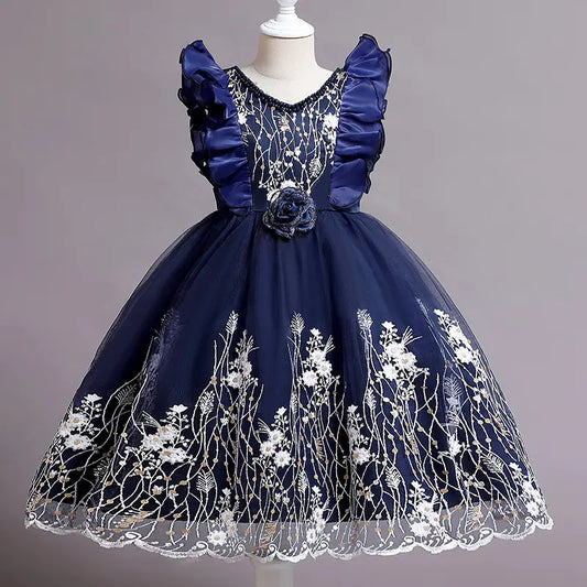 Embroidered Little Flowers Princess Dress for Girls  110cm to 160cm,