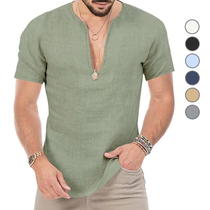 Men's Plus Size V-Neck Casual Slim Fit T-Shirt