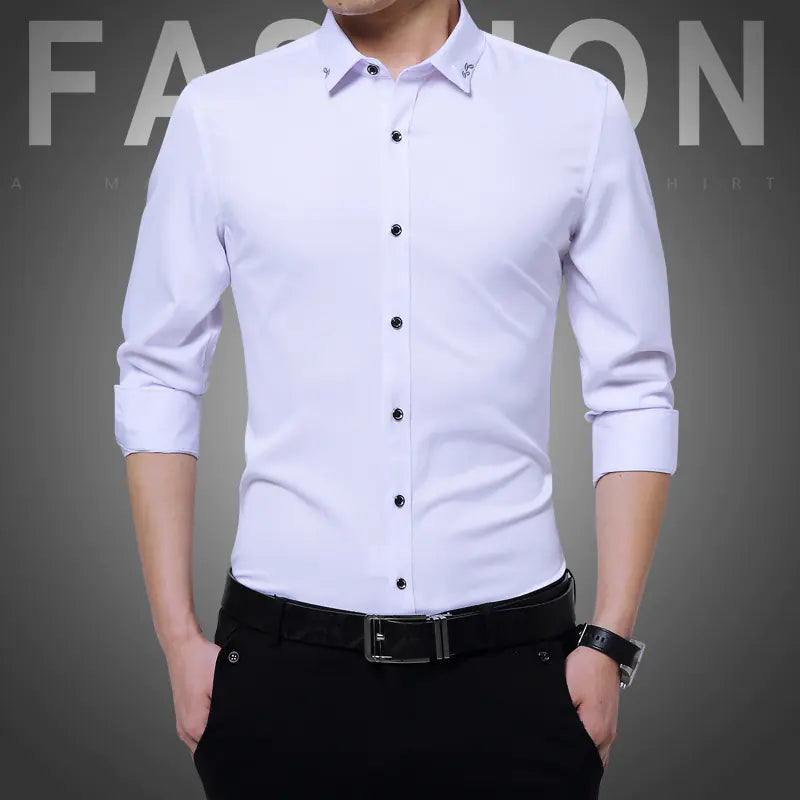 Men's Slim Fit Wrinkle-Resistant Long Sleeve Shirt