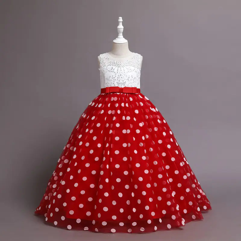 Girls' Spotted Princess Dress for Catwalk Performances sizes ranging from 120cm to 160cm,